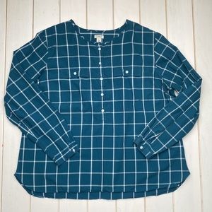 L.L. Bean Windowpane Popover Top